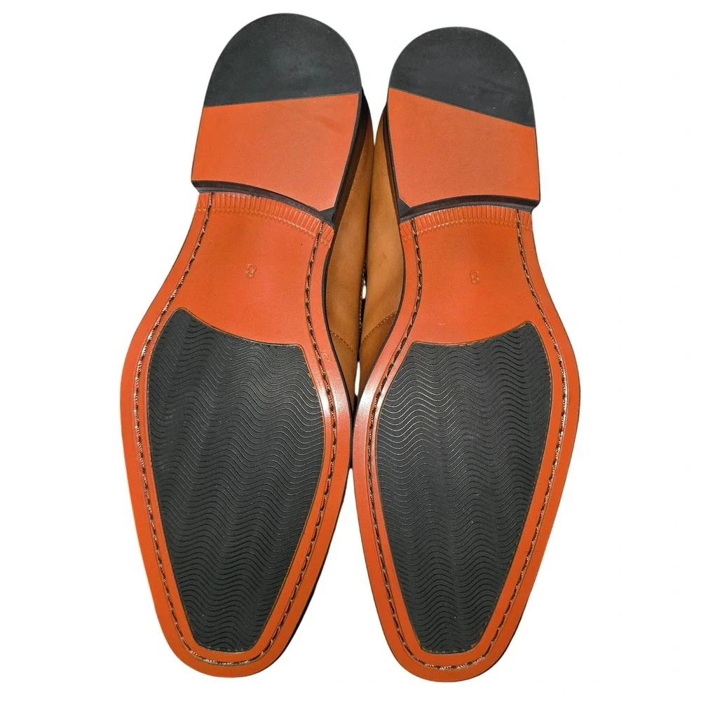 Frasoicus Mens Tan Brown Slip On Dress Shoes Loafers F21-312A Size 8/40